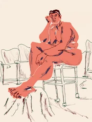 Avslappnad sittande figur