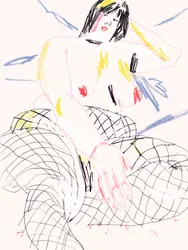 Sensuell figur i fisknätstrumpor