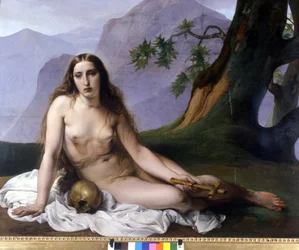 Francesco Hayez (1791 - 1882). Ångerfulla Madeleine (Vanite). 1833. Milano, Galleri för modern konst.