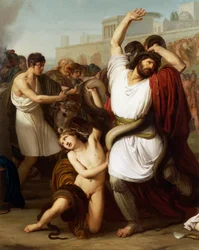 Italien, Milano, målning av den troyanske prästen Laocoon, detalj