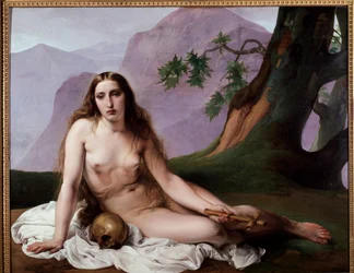Marie Madeleine penitente (Penitent Mary Magdalene) Målning av Francesco Hayez (1791-1882) 1825 Dim 118x150 cm Milano, Modern Art Gallery
