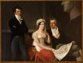 Porträtt av familjen Cicognara, med bysten av Antonio Canova av Hayez, Francesco (1791-1882). Olja på duk