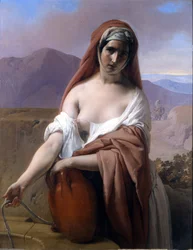 Rebecca vid brunnen. Målning av Francesco Hayez. Brera Academy. Milano