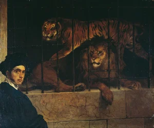 Självporträtt med en tiger och lejon, av Francesco Hayez