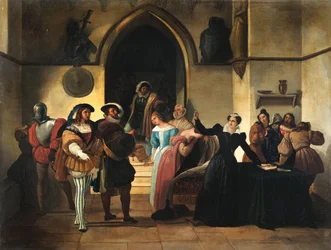 Stuart döms till döden, ca 1857 (olja på trä)
