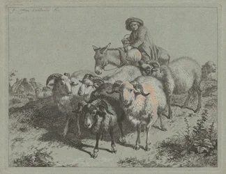 Pojke på en åsna som driver en flock, 1763.