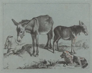 Åsnan med sitt föl, en hund och en bondman