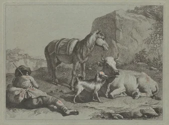 Liggande herde med en säck, ca. 1763.