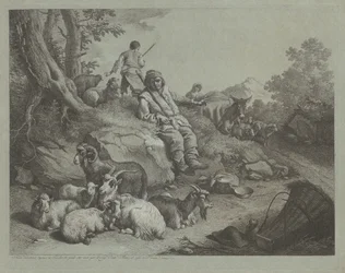 Sittande herde före en flock getter, efter 1766.