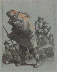 Herde med käpp och en bondkvinna med barn, 17581759.