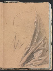 Verona Skissbok: Kvinnligt huvud med draperi sida 81, 1760.