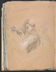 Verona Sketchbook: Naken kvinna tittar över vänster axel (sida 74)