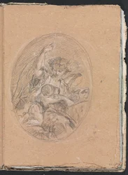 Verona Skissbok: Figur med barn på rundel sida 67, 1760.