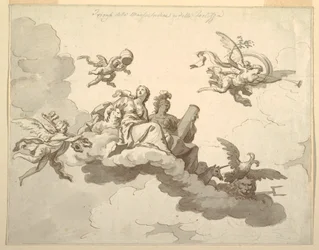 Teckning, Förslag till takmålning: Ödmjukhetens och styrkans triumf, ca 1780