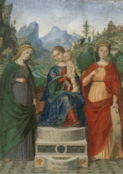 Jungfru och barn tronade mellan de heliga Cecilia och Katarina av Alexandria, ca. 1510-15.