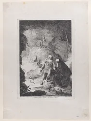 Eremiten Paulus och Sankt Antonius abbot samtalar i ett landskap, efter Pi..., ca. 1784-1836.