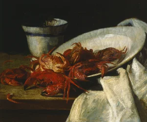 Stilleben med kräftdjur (olja på duk)
