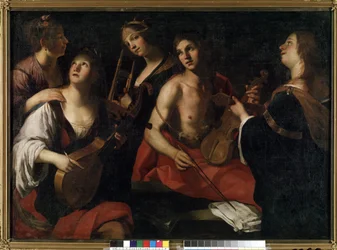 Konserten (Konsert). Målning av Francesco Rustici (cirka 1575-1626). Olja på duk