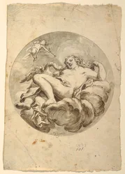 Ritning, Projekt till takfresk: Leda och svanen, ca 1775