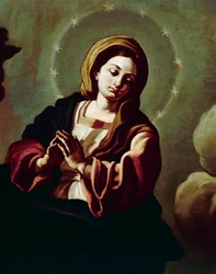 Obefläckad befruktning, målning på duk tillskriven Francesco Solimena (1657-1747), katedralen San Pardo, Larino, Molise, Italien