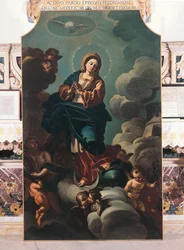 Obefläckad befruktning, målning på duk tillskriven Francesco Solimena (1657-1747), katedralen San Pardo, Larino, Molise, Italien