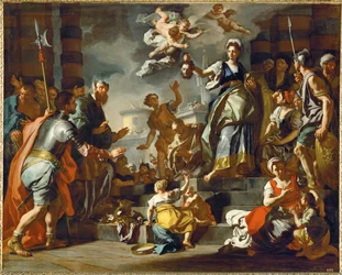 Judith visar Holofernes huvud för folket, ca 1730 (olja på duk)