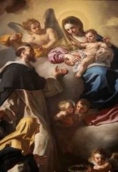 Madonna av Rosenkransen med heliga Dominic och Catherine