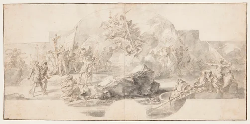 Studie för målning "The Landing of Columbus in America," Sala del Minor Consiglio, Palazzo Ducale, Genua, Italien