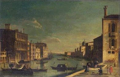 Canal Grande ser österut från Campo San Vio mot Bacino (olja ombord))