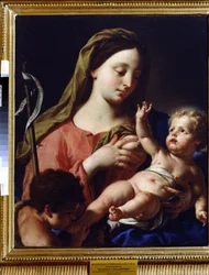 Jungfrun och barnet (Jungfrun och barnet). Målning av Francesco Trevisani (1656-1746). Olja på duk, 76,5 x 69,5 cm. Italiensk konst, barockstil. Regionalt konstgalleri, Tambov (Ryssland).