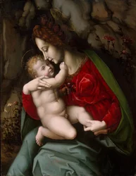 Madonna och barn, ca 1520 (olja och guld på trä)