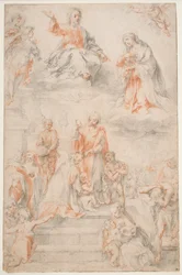 Sankt Ansano døber Sieneserne, ca. 1593 (kridt på papir) swed