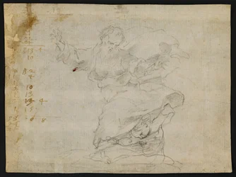 Studies for Christ Giving a New Heart to Saint Catherine of Siena (recto); Gud Fadern i luften med utsträckta armar (verso)