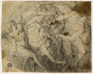 Studie för Saint Michael Casting Out Lucifer
