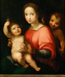 Jungfru och barn med Johannes Döparen som pojke - Francesco Vanni (1563-1610). Olja på trä, ca. 1600. Mått : 54x46 cm. Konsthistoriska museet, Vienne