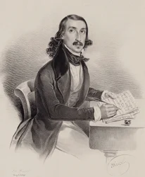 Porträtt av sångaren och kompositören Giacinto Marras 1810-1883, 1840.