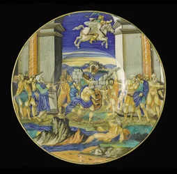 Tallrik med scen från Ariostos Orlando Furioso, 1531 (maiolica)