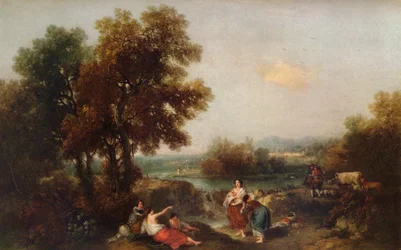 Landskap med figurer, 1700-talet, 1915