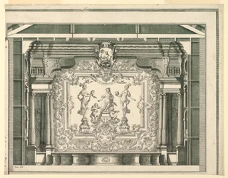 Tvärsektion, proscenium och ridå, Teatro Filarmonico, Verona