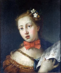 Målning av V. Zugno föreställande en venetiansk sångare, Museo di Brera, Milano.