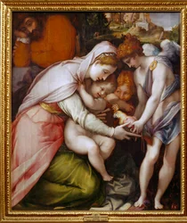 Madonna och barn med två änglar