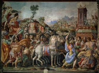 Marcus Furius Camillus triumf (447-365 f.Kr.), från Sala dell