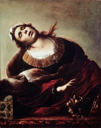 Herodiade med Johannes Döparens huvud Salome överlämnade Johannes Döparens huvud till sin mor Herodiade, representerad i extas. Målning av Francesco Cairo (1607-1665) Pinacoteca civica från 1600-talet, Vicenza