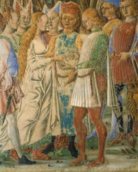Italien, Ferrara, Palazzo Schifanoia, Månadens sal, Juni månad av Francesco del Cossa (1436-1478)