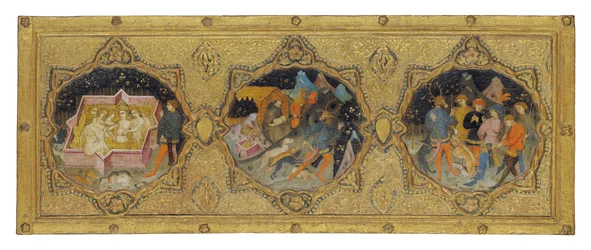 Berättelsen om Diana och Actaeon med Sankt Jerome: en cassone-panel (tempera och guld på panel)