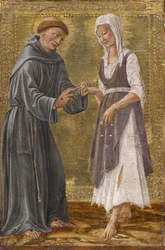 Det heliga utbytet mellan Saint Francis och Lady Poverty par Francesco di Giorgio Martini (1439-1501). Tempera på panel