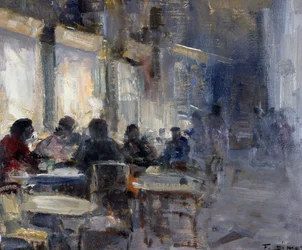 Schmidt café på natten, av Francesco di Marino (1892-1954)