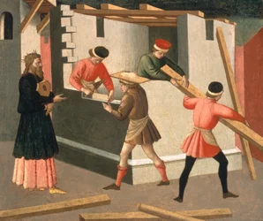 Byggandet av Jerusalems tempel, ca 1445 (tempera på panel)