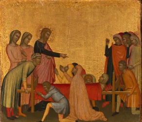 Evangelisten Johannes väcker Satheus till liv, ca. 1370.