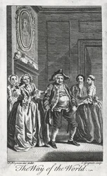 Scen från The Way of the World, av William Congreve (1670-1729), gravyr av Charles Grignon från en teckning av Francis Hayman i Lincoln